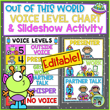 Preview of Voice Level Chart and Slideshow Activity Outer Space Theme