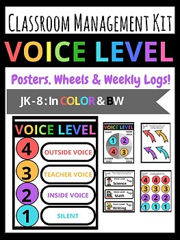 Preview of Voice Level Classroom Management Kit Posters, Spinners, Wheels, Labels