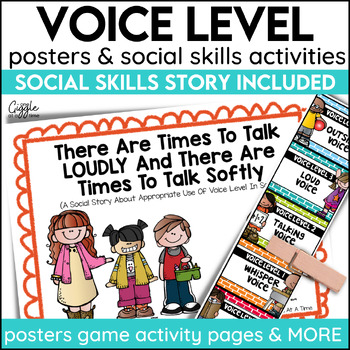 Preview of Classroom Voice Levels Charts Posters Voice Volume Social Story Games Activities