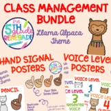Voice Level and Hand Signal Llama Themed Class Management Bundle