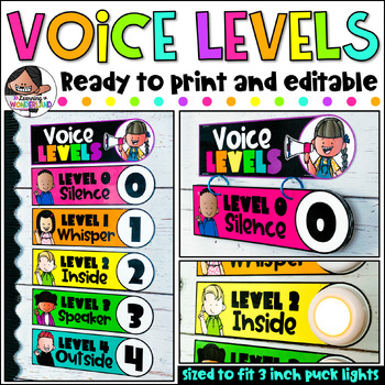 Preview of Voice Levels Chart | Ready to Print and Editable | Bright Rainbow Colors