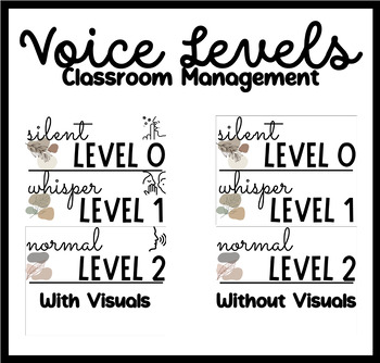 Preview of Voice Levels With Visuals | Classroom Management | Levels 0, 1 & 2 | BOHO Themed