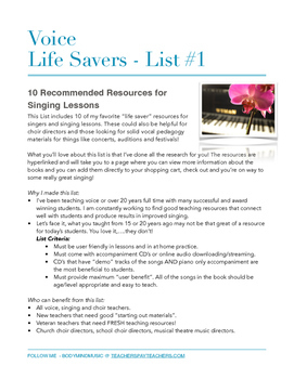 Preview of Voice Life Savers #1 - 10 Voice Resources
