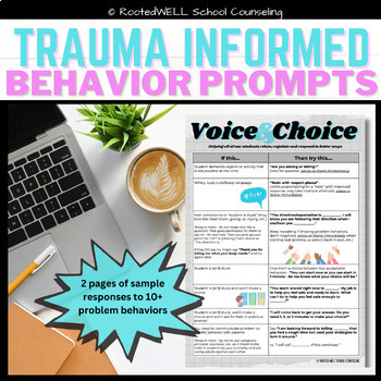 Preview of Trauma Informed Behavior Prompts - Classroom Management Staff Handout