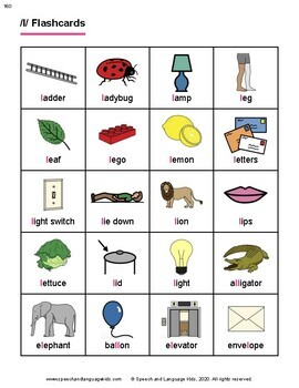 L Word Flashcard Perfect for Speech Therapy Practice Description