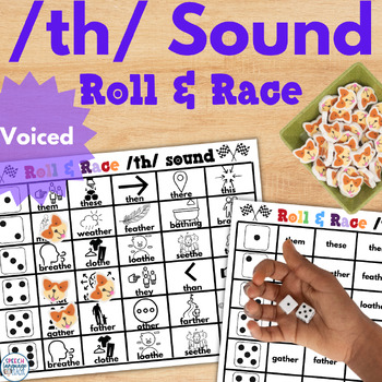 Preview of Voiced th Sound Roll & Race Game for Articulation Speech Therapy