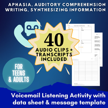 Preview of Voicemails: Auditory Comprehension for Adults/Teens-Aphasia, Auditory Processing