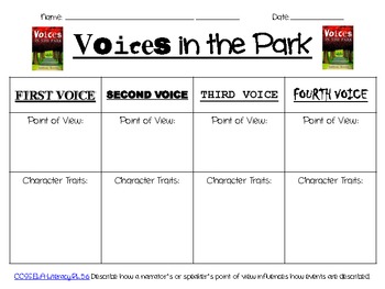 Preview of "Voices in the Park" Point of View Graphic Organizer