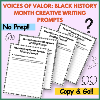 Preview of Voices of Valor: Black History Month Creative Writing Prompts -African Americans