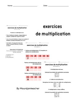 Preview of Voici quelques exemples d'exercices de multiplication pour le primaire