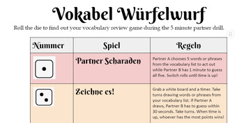 Preview of Vokabel Würfelwurf