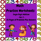 Vol. 2 Addition Math Practice Worksheets With Answer Key Single Digit Addition