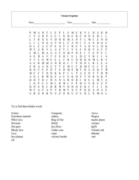 volcanic eruptions word search puzzle with key by maura