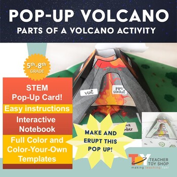 Preview of Volcanoes Natural Disasters Earth Science Activity - STEM Pop-Up Card