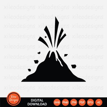 Preview of Volcano Eruption Icon Volcanic Activity Lava Active Erupt SVG PNG JPG PDF EPS AI