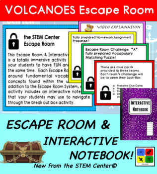 Preview of Volcanoes Escape Room & Plate Tectonics Interactive Notebook