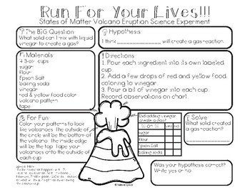 Volcano Experiment States Of Matter By Valerie Lynch Tpt