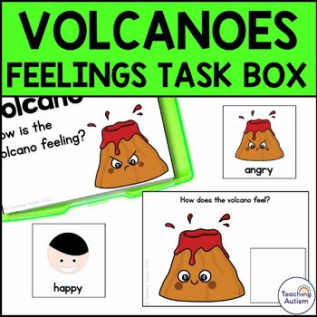 Preview of Volcano Feelings Task Box for Special Education | Identify Feelings and Emotion