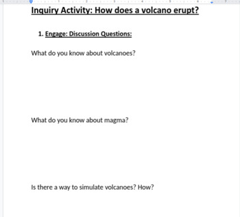 Preview of Volcano Inquiry Activity