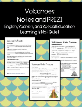 Preview of Volcano Notes Sheet, (Differentiated, Spanish, English, SPED, ESOL) PREZI