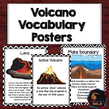 Preview of Volcano Posters including words about eruptions