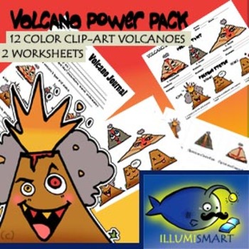 Preview of Volcano Power Pack: 12 Piece Color Clip Art & 2 Worksheets