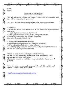 volcano research project pdf