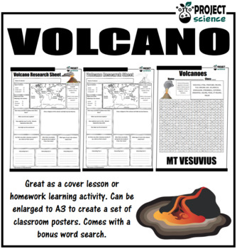 Volcano Research Sheet and Word Search by PROJECT science | TPT