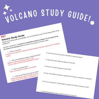 Preview of Volcano Unit Study Guide- Includes Key