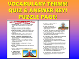 Volcano Vocabulary Quiz (Study Guide and Puzzle Page / Ear