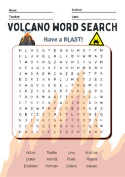 Preview of Volcano Word Search