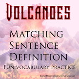 Volcano vocabulary matching covering 20 words and definitions