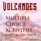 Volcano vocabulary multiple choice covering 20 words and d