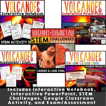 Volcanoes Activities Bundle Types of Volcanoes Worksheets STEM Earth ...
