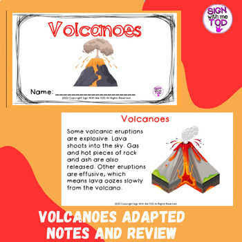 Preview of Volcanoes Adapted Notes and Review