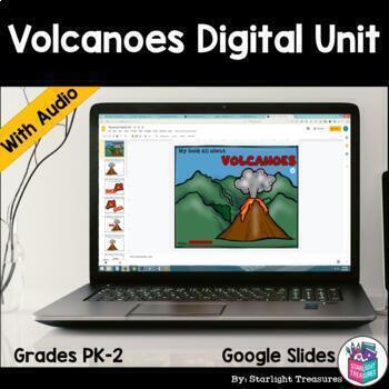 Preview of Volcanoes Digital Unit for Early Readers, Google Slides with Audio