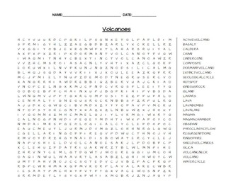 volcanoes word search teaching resources teachers pay teachers