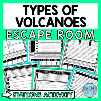 Preview of Volcanoes Escape Room Stations - Reading Comprehension Activity