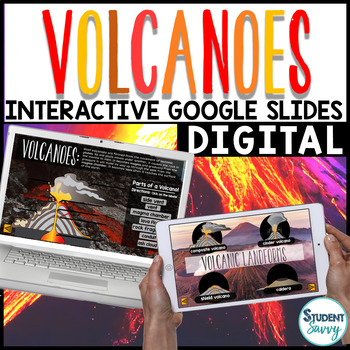 Preview of Volcanoes Google Classroom Volcanic Landforms | Interactive Digital Slides