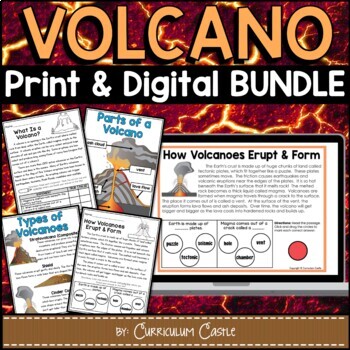 Volcanoes Natural Disasters Print & Digital Activities BUNDLE | TPT