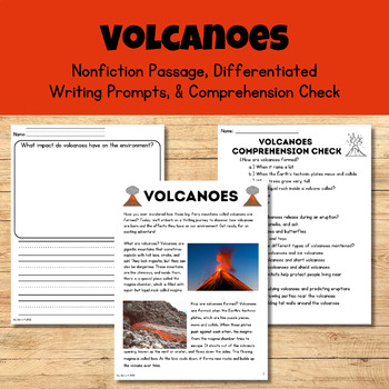 Volcanoes (Nonfiction Passage, Writing Prompts, & Comprehension Check)