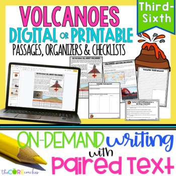 Volcanoes • Print or Digital Paired Text Passages & Writing | Distance ...