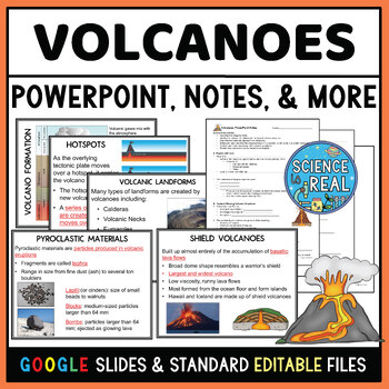 Preview of Volcanoes Powerpoint with Student Notes, Questions, and Kahoot