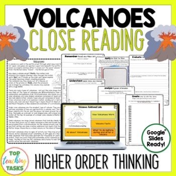 Preview of Volcanoes Reading Comprehension Passages | Volcanoes Reading Activities