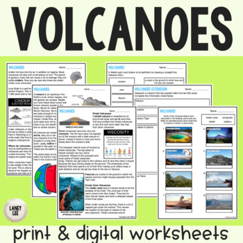 Preview of Volcanoes - Reading Comprehension Worksheets