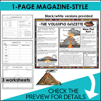 Volcanoes Reading Passages Print & Read by Teachers Are Terrific