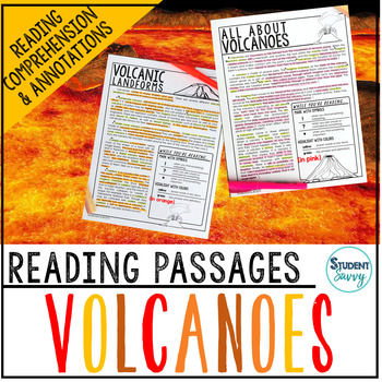 Preview of Volcanoes Reading Passages - Questions - Annotations