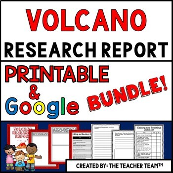 Preview of Volcanoes Report Printable and Google Slides Bundle