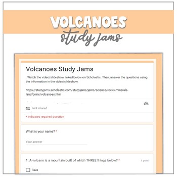 Volcanoes Study Jams Worksheet by Creations by Chelsea | TpT