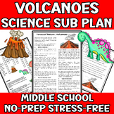 Volcanoes Sub Plans or Independent Work for Middle School 